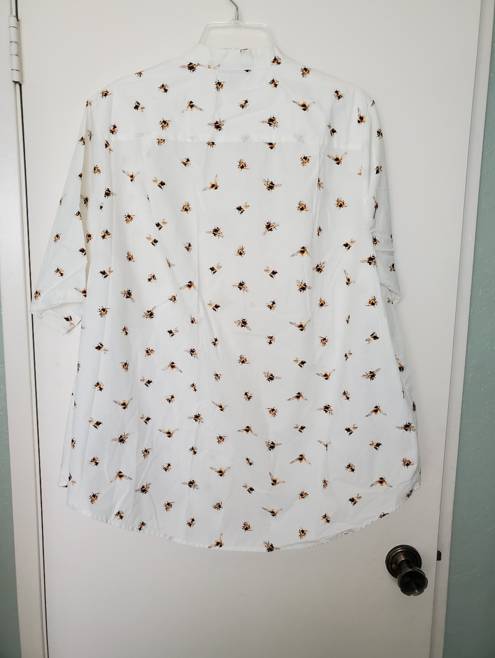 Victoria Beckham For Target Bee Print Banded Collar Short Sleeve Blouse Sz 1X - Picture 2 of 7